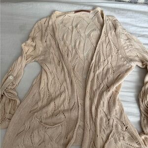 Hand Made Knit Elegant Cream Open-Knit Sweater Small/Medium